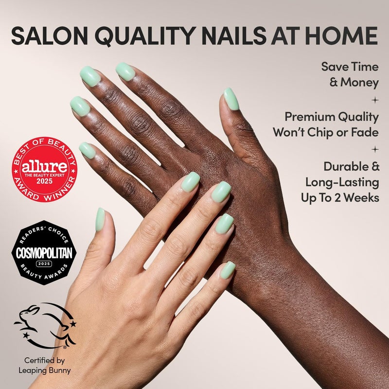 Glamnetic Press On Nails - Honeydewy | Short Squoval Fake Nails in Mint Green with Glazed Finish, Salon Quality | 15 Sizes - 30 Nail Kit with Glue User feedback upgraded quality - Image 2