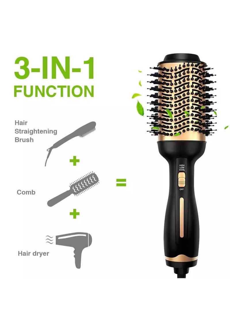 Generic - Hot Air Brush, 3 in 1 Hair Dryer Brush & Volumizer, One Step Blow Dryer Suitable for Straight and Curly Hair, Ceramic Coating Achieve Salon Styling at Home 1000W - Image 1