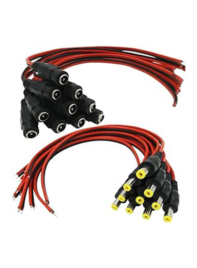 Dc Power Pigtail Cable With Cctv Security Camera And Dc Power Pigtail Male/female Cable 2.1mm X 5.5mm Connectors Set Of 10 Pair Black Red, Usb