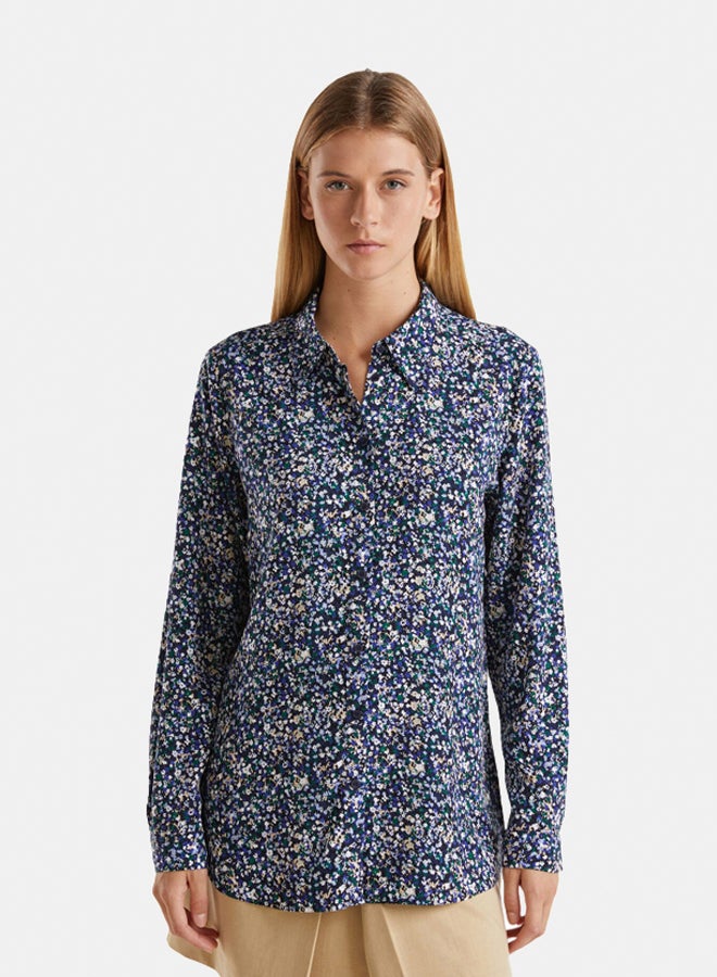 Benetton Flowing Printed Long Sleeve Shirt - Image 1