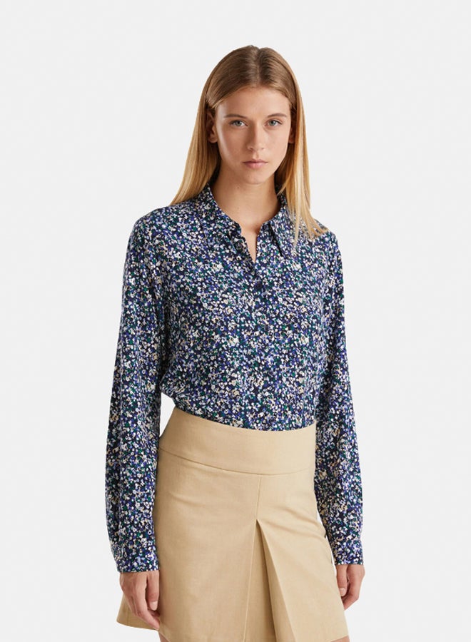 Benetton Flowing Printed Long Sleeve Shirt - Image 3