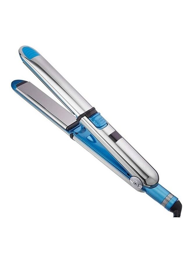 NIBEMINENT Titanium Hair Straighter Curler Iron Blue/Silver  - Image 1
