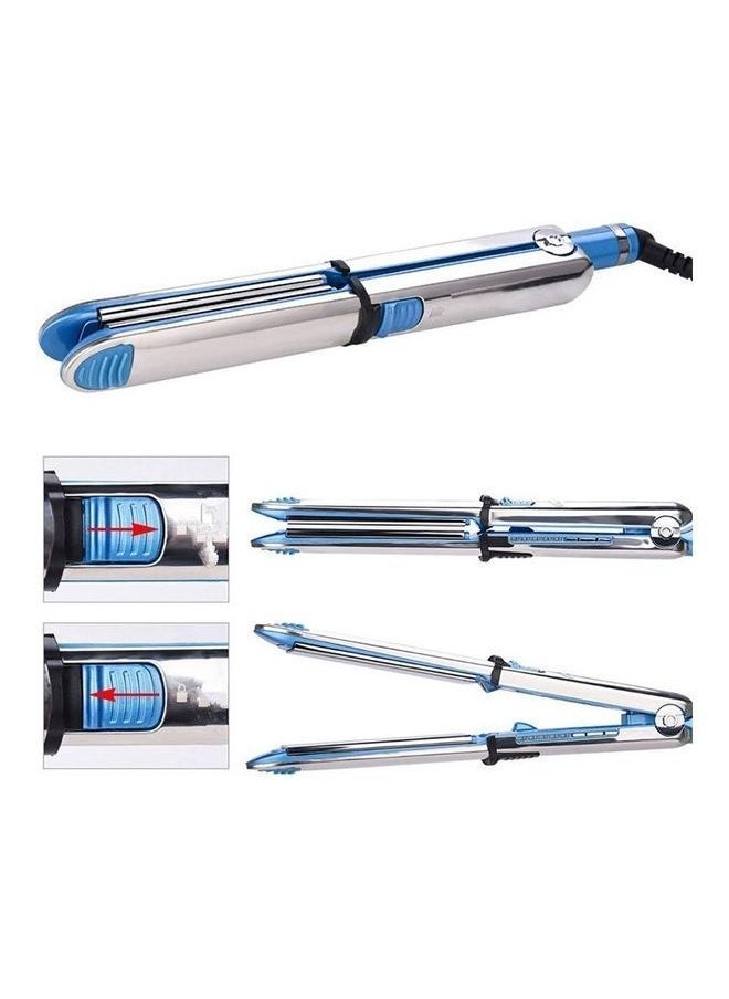 NIBEMINENT Titanium Hair Straighter Curler Iron Blue/Silver  - Image 4