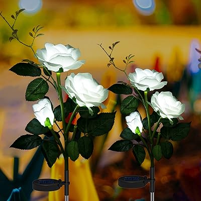 Anordsem Anordsem 2 Pack Solar Rose Flower Lights, Upgrade Flower Lights Outdoor, Waterproof Solar Garden Stake Lights,  - Image 1