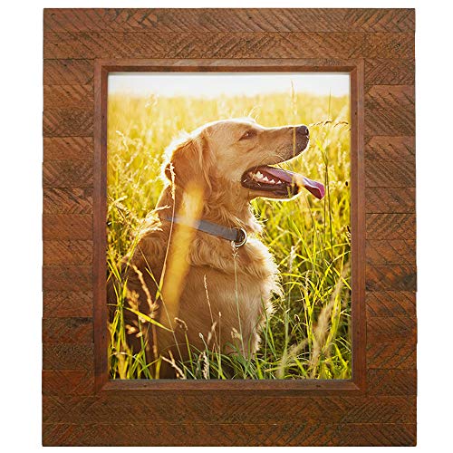 Eosglac 11x14 Picture Frame Rustic Brown, Handmade Wood Plank Design, Photo Frames Wall Mounting Display - Image 4