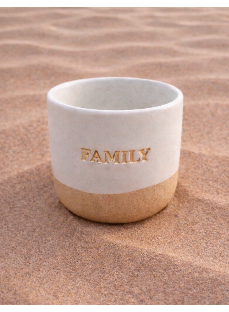 Tohfa Luxe Handcrafted Ceramic Cup – “Family ” Gold Engraved – 175 ml