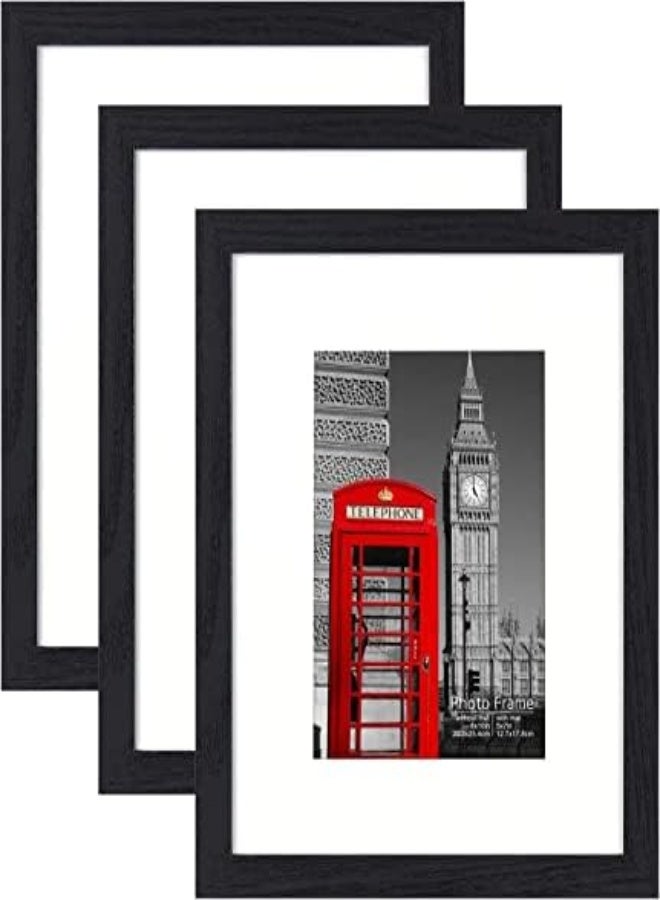 AKDC  A4 Photo Frame With Mount Picture Frame Set Of 3 Black Photo Frame - Image 1