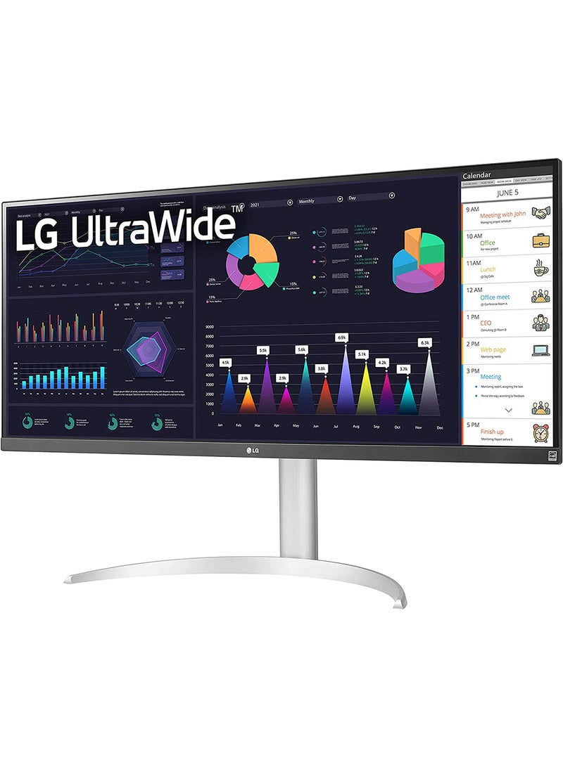 LG 34 Inch 21:9 UltraWide Full HD (2560 x 1080) 100Hz IPS Monitor, 100Hz Refresh Rate with RGB 99% Color Gamut, VESA DisplayHDR 400, USB Type-C, AMD FreeSync, Tilt/Height Adjustable Stand, 34WQ650-W Silver - Image 5