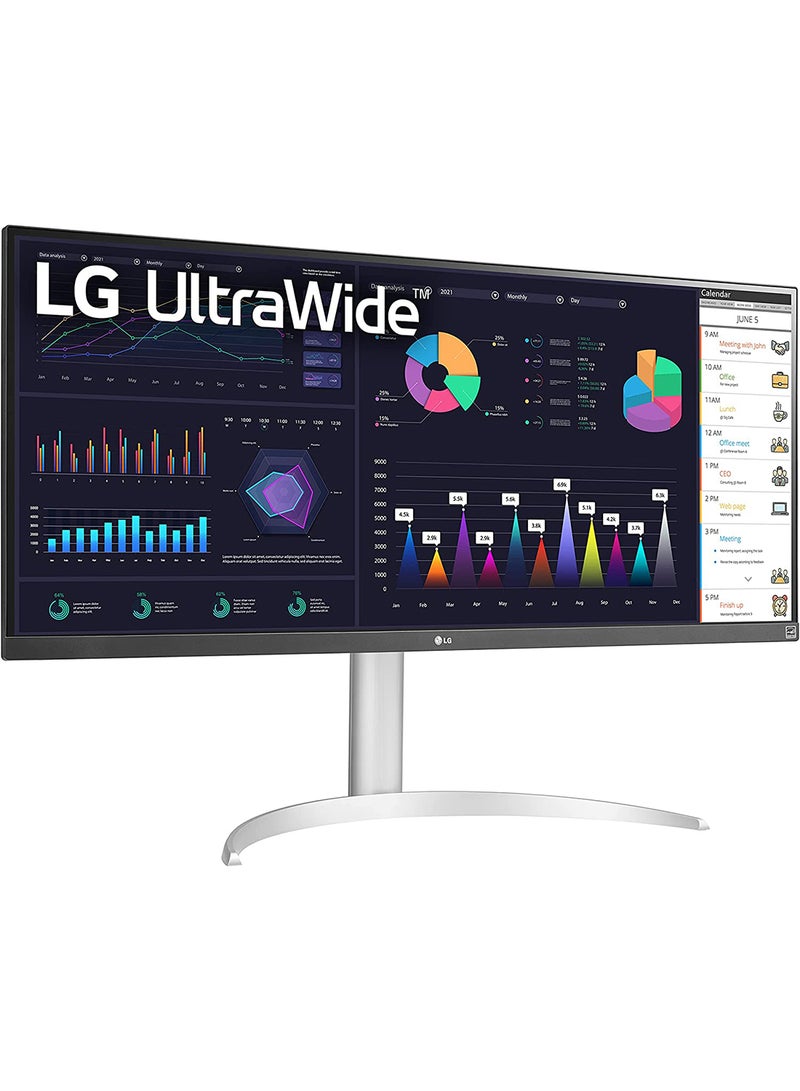 LG 34 Inch 21:9 UltraWide Full HD (2560 x 1080) 100Hz IPS Monitor, 100Hz Refresh Rate with RGB 99% Color Gamut, VESA DisplayHDR 400, USB Type-C, AMD FreeSync, Tilt/Height Adjustable Stand, 34WQ650-W Silver - Image 3