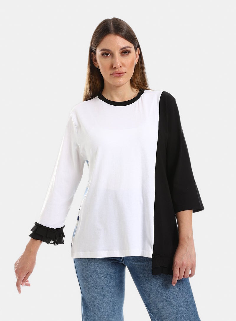Fazzali Mixed Fabric T-Shirt - Image 1