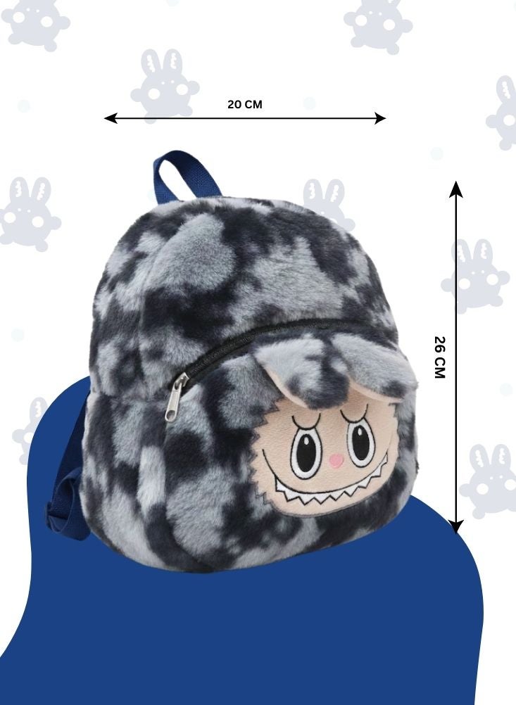 بريميم حقيبة ظهر لابوبو الرمادية القطيفة للأطفال - حقيبة مدرسية ثلاثية الأبعاد محشوة بشخصية كرتونية ناعمة، حقيبة ظهر خفيفة الوزن ومريحة للأطفال الصغار - Image 5