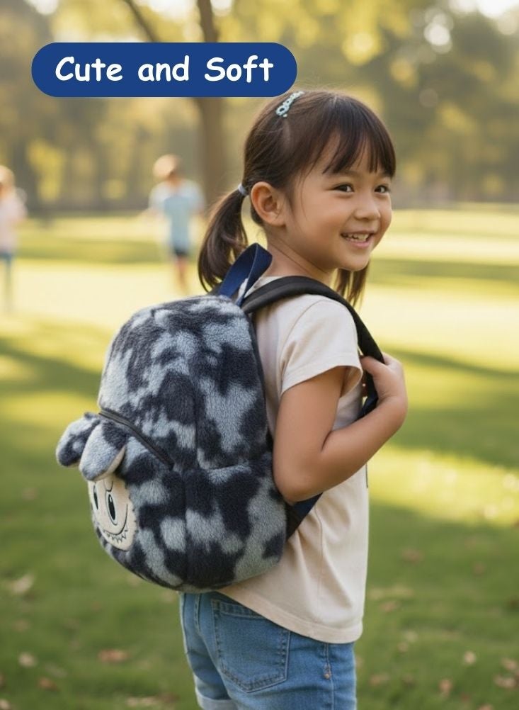 بريميم حقيبة ظهر لابوبو الرمادية القطيفة للأطفال - حقيبة مدرسية ثلاثية الأبعاد محشوة بشخصية كرتونية ناعمة، حقيبة ظهر خفيفة الوزن ومريحة للأطفال الصغار - Image 3