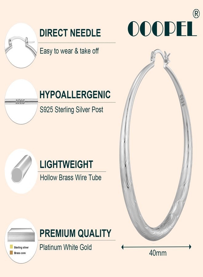 OOOPEL 925 Sterling Silver Hoop for Women Gold Hoop Earrings Hypoallergenic Diamond-Cut Ripples Designed - Non Tarnish Large Hoop Earrings(30/40/50/60/70Mm), Sterling Silver, No Gemstone - Image 3