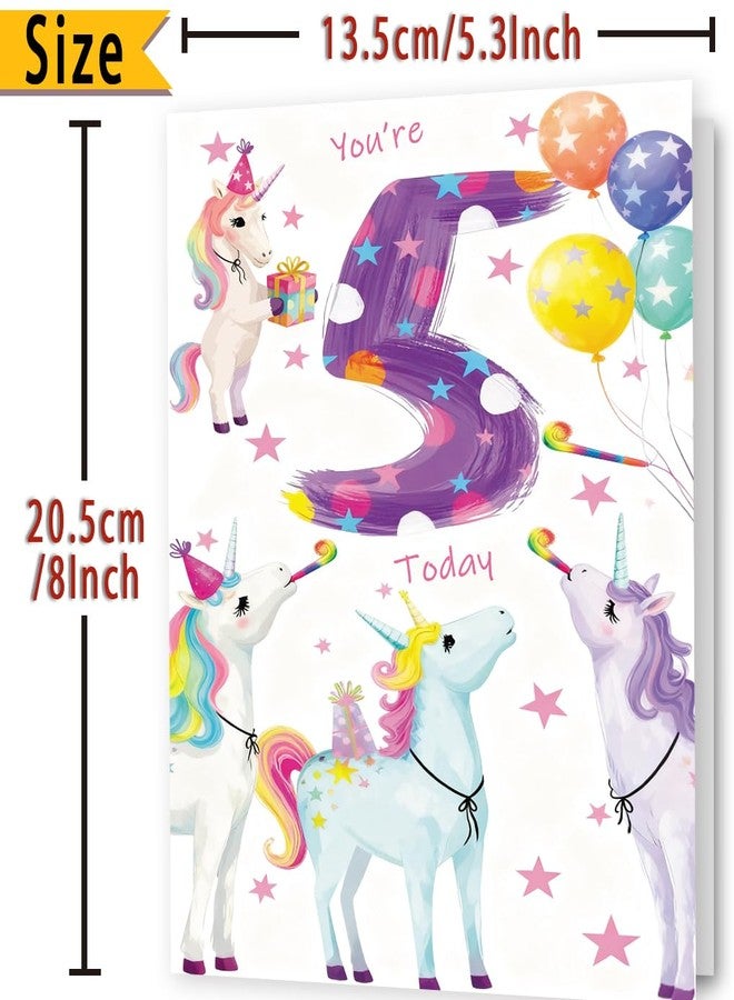 FANCYLUCKY Happy 5th Birthday Card Gift for Girls, Cute 5 Year Old Birthday Decoration for Daughter Granddaughter Niece - Image 3