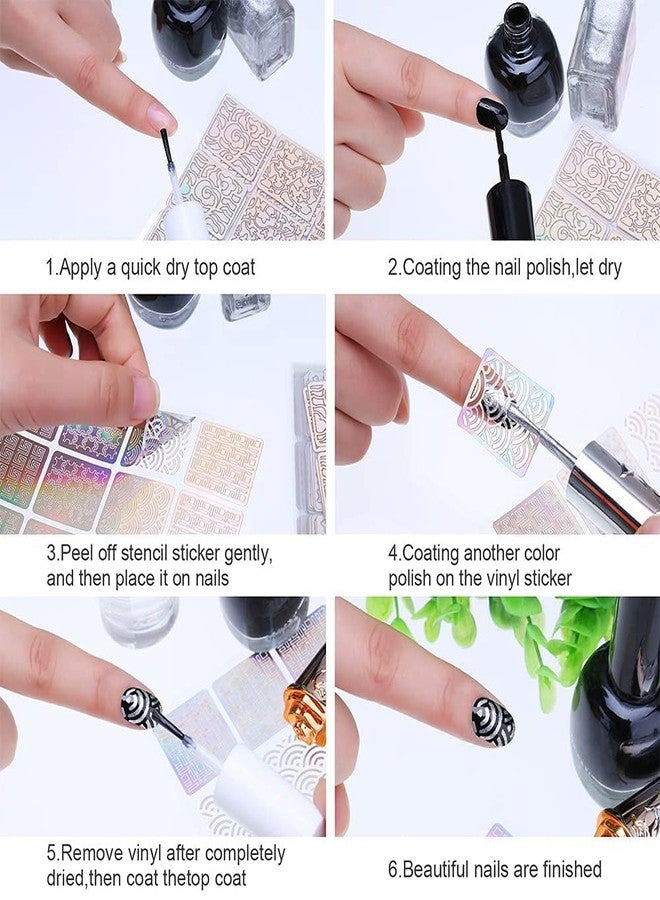 Krizkey 12'Pcs Self-Adhesive Nail Art Stencil Stickers Set - Waterproof Vinyl Templates for DIY Manicure, Easy Application, Salon-Quality Designs - Image 4