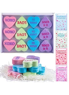 JOYIN 12 Packs Valentine’s Day Heart Shape Bath Bomb with Cards for Valentine Party Favors Valentine Exchange Gifts Valentine’s Greeting Cards  - Image 1