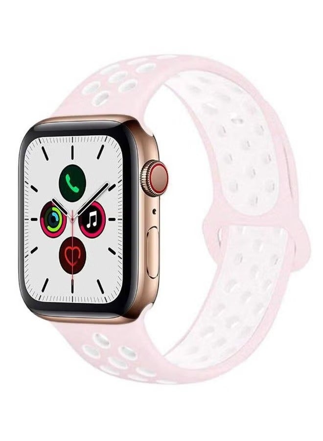 vesus Dot Pattern Replacement Band For Apple iWatch Series 5/4/3/2/1 38-40mm Light Pink/White