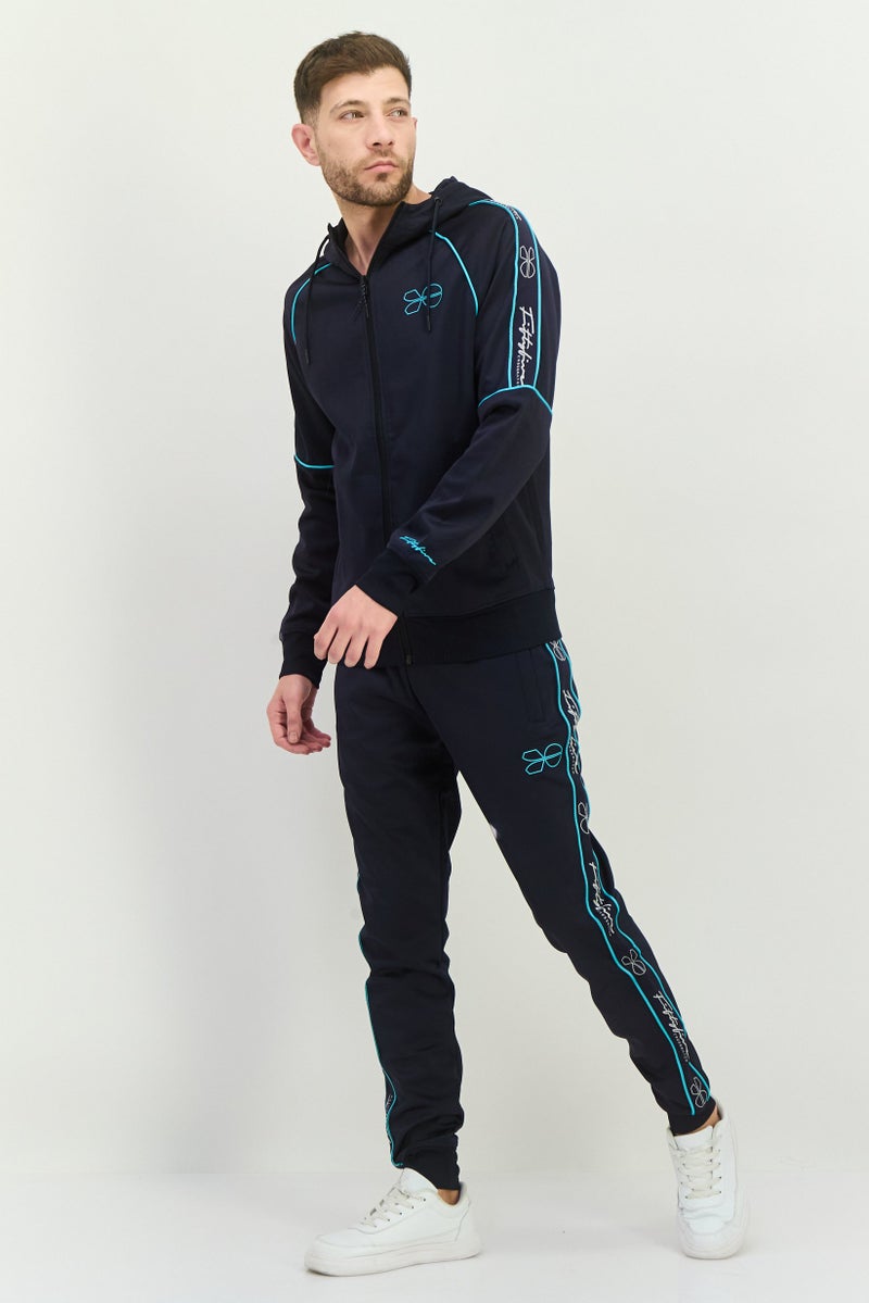 CROSSHATCH Men 2 Piece Brand Logo Tracksuits Sets, Navy - Image 1