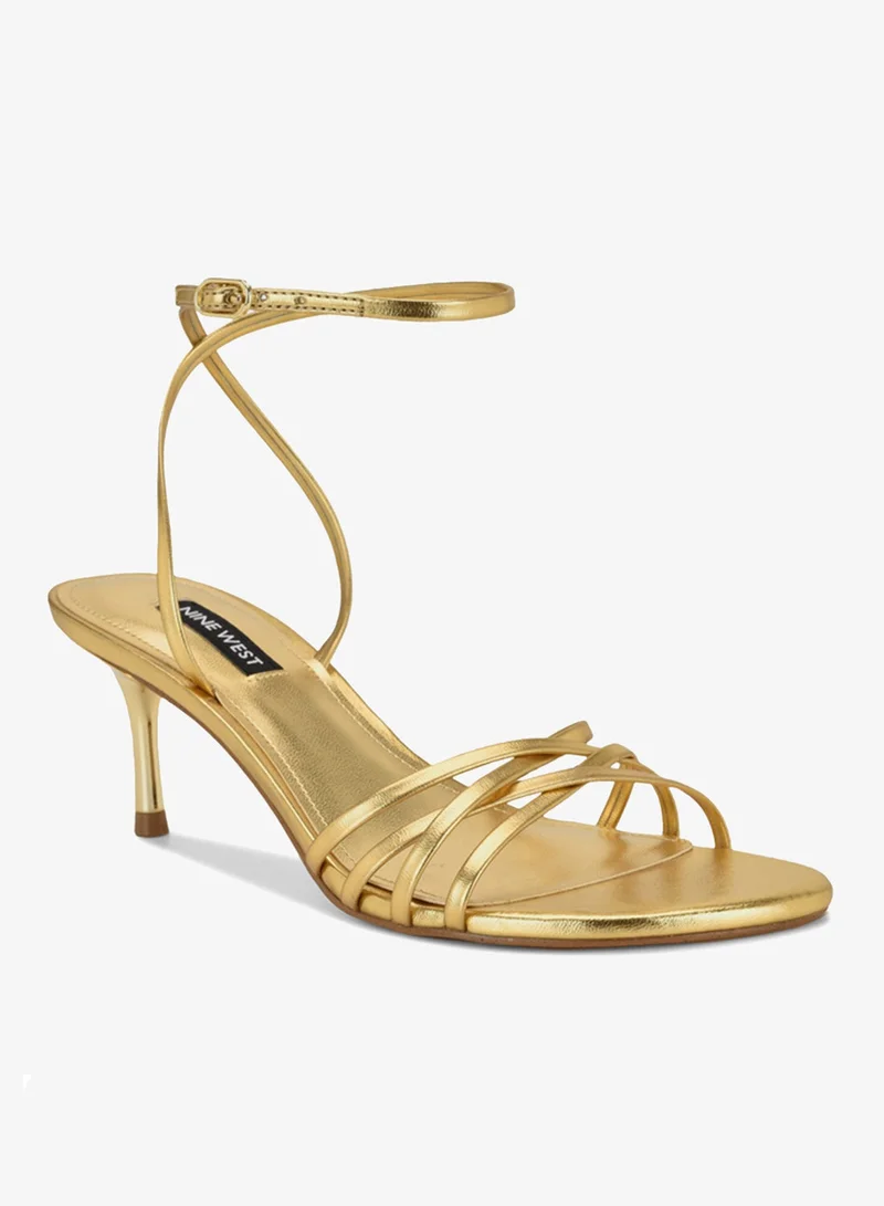 Nine West GOLD13408 Ankle Strap Mid Heel Sandals for Women | Best Price UAE