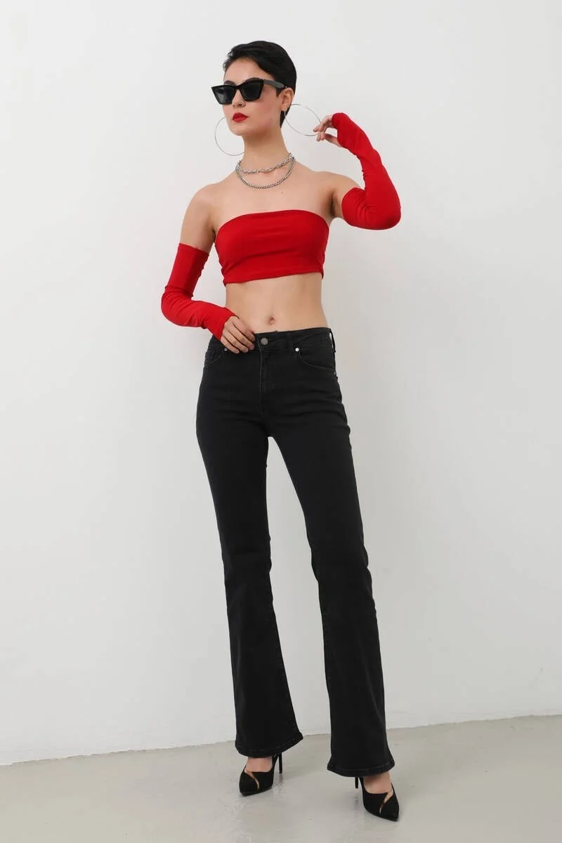 Banny Jeans Women's High Waist Flare Jean Pants Black