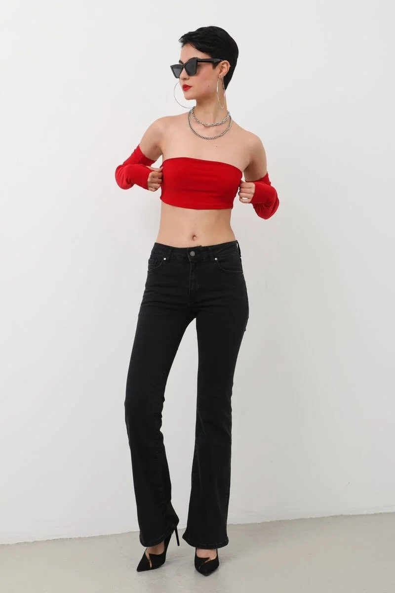 Banny Jeans Women's High Waist Flare Jean Pants Black