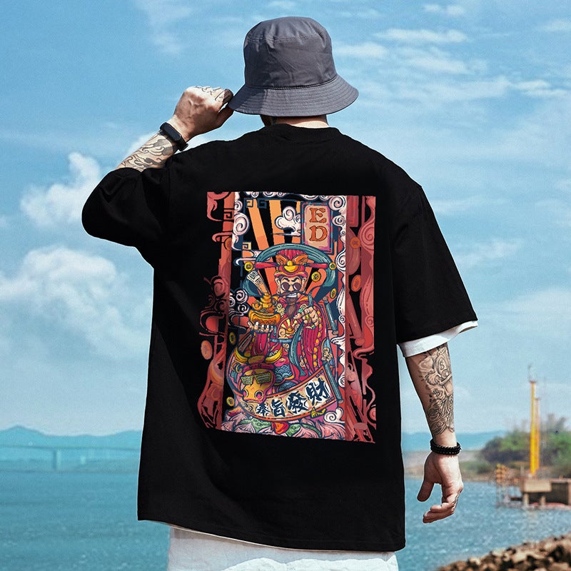 Loose Short-Sleeved Five-Point T-Shirt for Men, Plus Size, 2023 New Summer Chinese Style, Oversized Half-Sleeve Top - Image 3