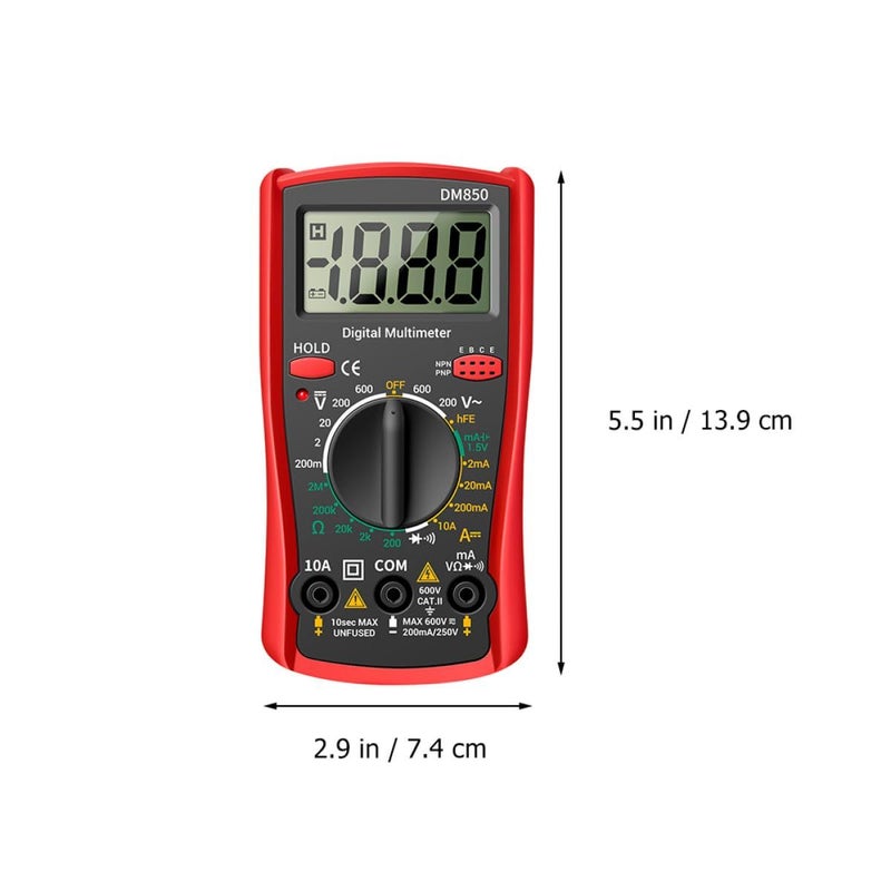 Auto Ranging Digital Multimeter Voltage Current Tester Resistance Measuring Tool Red - Image 3