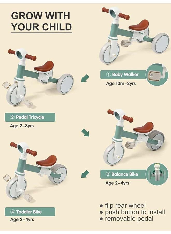 L&E 4 in 1 Toddler Balance Bike for 1-4 Years Old Boys Girls Gift, 3 Wheel Baby Bicycle for 1 Year Old Kids Tricycle with Easy Assembly Removable Pedal  - Image 2