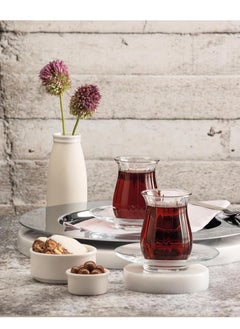 Reko Turkish Tea Glasses and Saucers Set 6 Pieces, Arabic Persian Tea Cups - 120ml  - Image 4