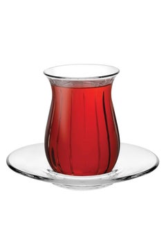 Reko Turkish Tea Glasses and Saucers Set 6 Pieces, Arabic Persian Tea Cups - 120ml  - Image 5