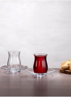 Reko Turkish Tea Glasses and Saucers Set 6 Pieces, Arabic Persian Tea Cups - 120ml  - Image 3