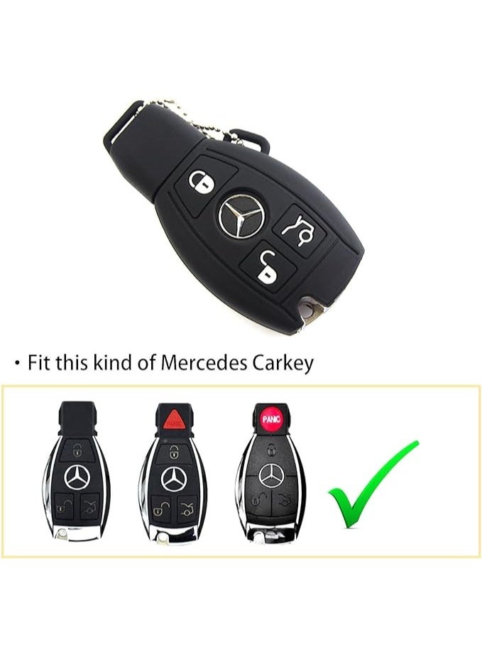 غطاء مفتاح فوب من السيليكون الناعم مع سلسلة مفاتيح، متوافق مع مرسيدس بنز C E R S M GLK CLA CLK GLS W164 W204 W205 S204 S205 S205 W212 W221 مفتاح دخول ذكي بدون مفتاح بـ3 ازرار - Image 2