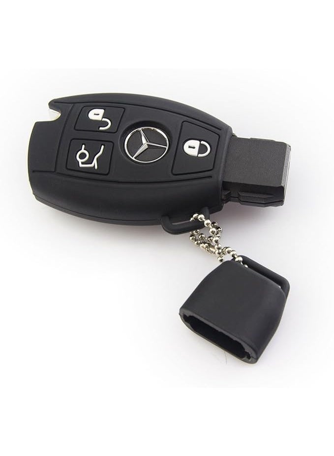 غطاء مفتاح فوب من السيليكون الناعم مع سلسلة مفاتيح، متوافق مع مرسيدس بنز C E R S M GLK CLA CLK GLS W164 W204 W205 S204 S205 S205 W212 W221 مفتاح دخول ذكي بدون مفتاح بـ3 ازرار - Image 3