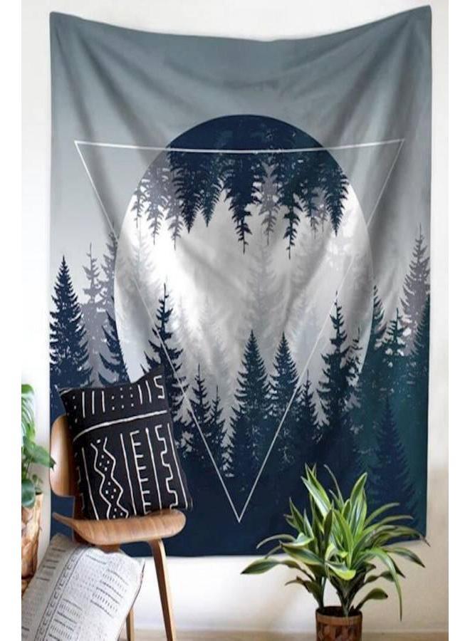 The Night Of Forest Printed Wall Tapestry Grey/Blue 150x130centimeter - Image 2