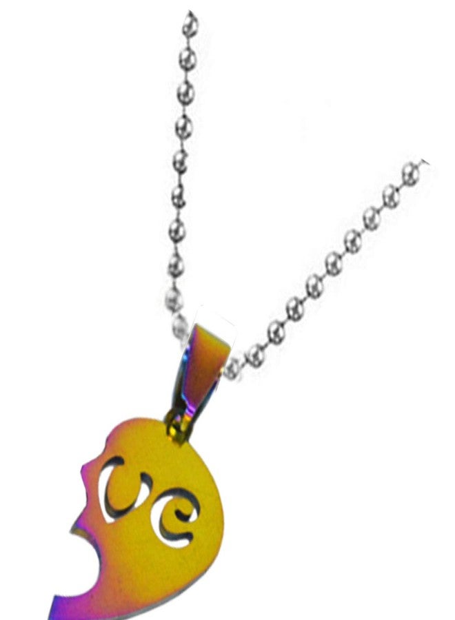 Sullery I Love You Kissing Couple Love Locket Multicolor Stainless Steel 02 Necklace Chain for Men and Women - Image 3