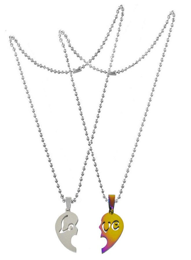 Sullery I Love You Kissing Couple Love Locket Multicolor Stainless Steel 02 Necklace Chain for Men and Women - Image 2