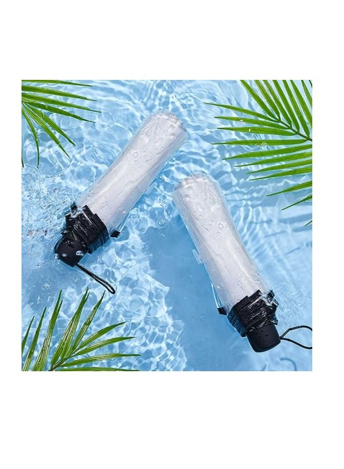 Clear Umbrella Transparent Portable Umbrella Compact Foldable Umbrella Manual Open Close Folding Umbrellas for Wedding Travel, Dating 1 Pcs