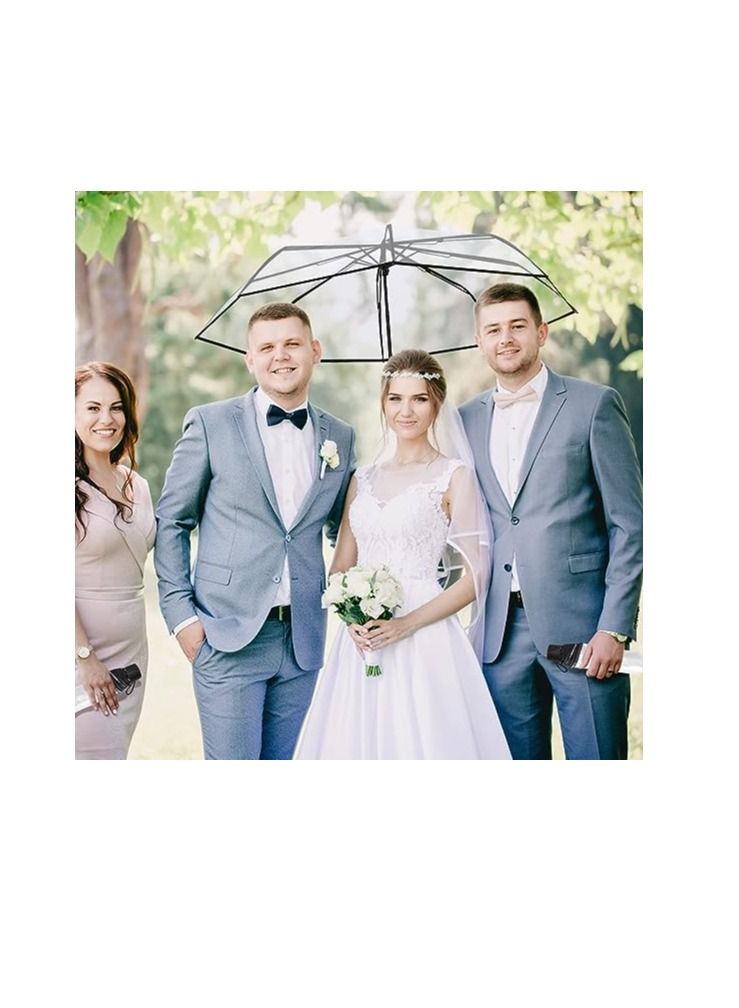 Clear Umbrella Transparent Portable Umbrella Compact Foldable Umbrella Manual Open Close Folding Umbrellas for Wedding Travel, Dating 1 Pcs