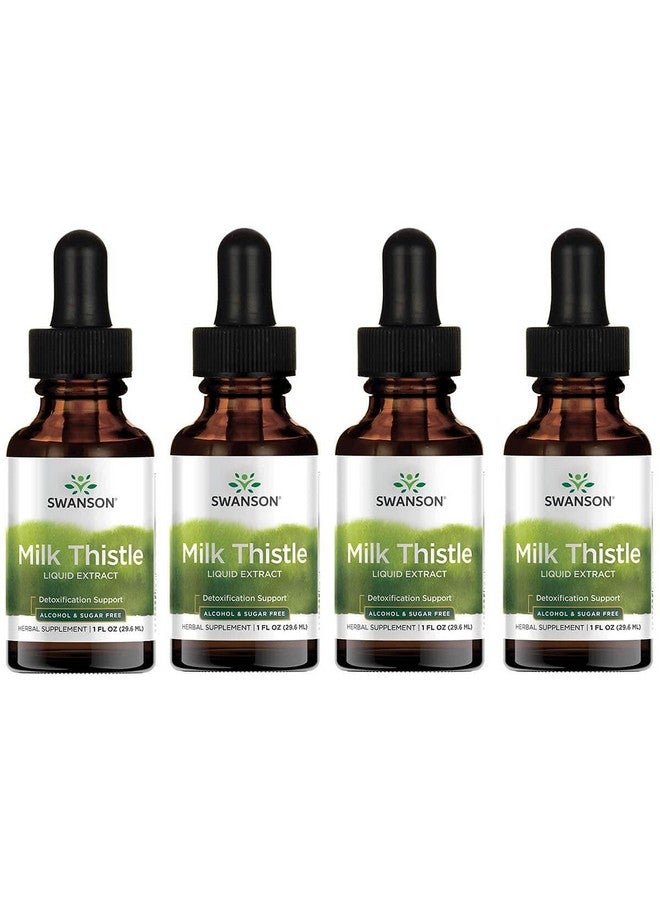 Swanson Milk Thistle Liquid Extract (Alcohol- & Sugar-Free) 1 fl Ounce (29.6 ml) Liquid (4 Pack) - Image 1