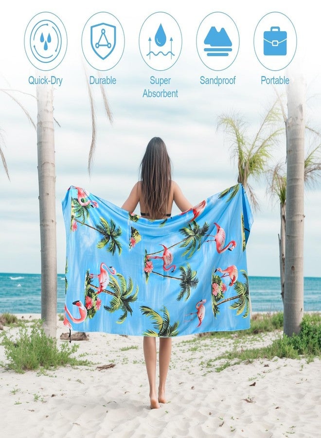 MelonBoat Oversized Microfiber Beach Towel Thin, Hawaiian-Inspired Flamingos Double Sided Printed Absorbent Compact Towel 1PC, Large Soft Swim Beach Towels for Women Men Adults, Summer Vacation Bath, 35"x71" - Image 4
