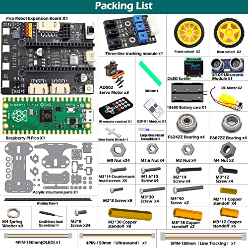 Adeept Smart Car Kit Compatible with Raspberry Pi Pico, Line Tracking, Obstacle Avoidance, Colorful Light, DIY STEM IR Remote Controlled Educational Robot Car Kit with MicroPython Code and Tutorials - Image 2