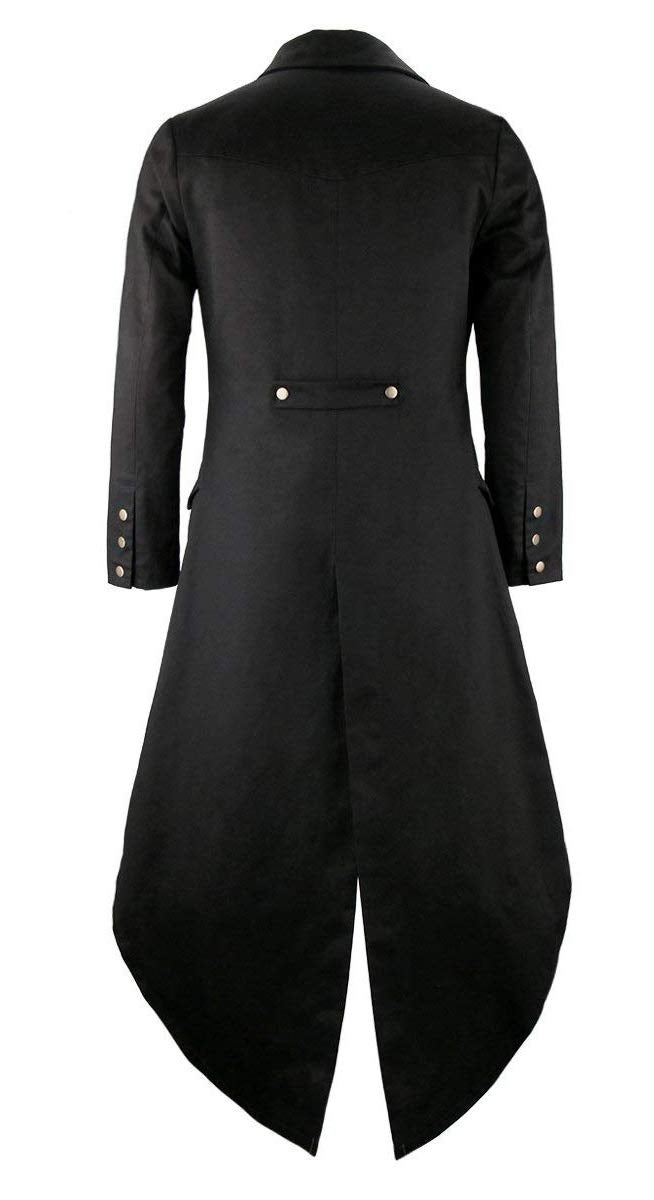 GOLDSTITCH Mens Black Vintage Tailcoat Jacket Fancy Cool Cosplay Costume Robe Black X-Large - Image 2