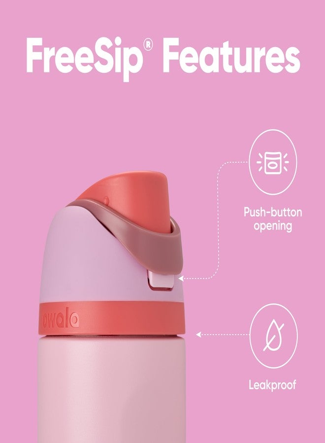 Owala FreeSip Insulated Stainless Steel Water Bottle with Straw for Sports and Travel, BPA-Free Sports Water Bottle, 24 oz, Pink, Angel Food Cake - Image 4