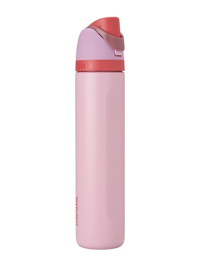 Owala FreeSip Insulated Stainless Steel Water Bottle with Straw for Sports and Travel, BPA-Free Sports Water Bottle, 24 oz, Pink, Angel Food Cake - Image 1