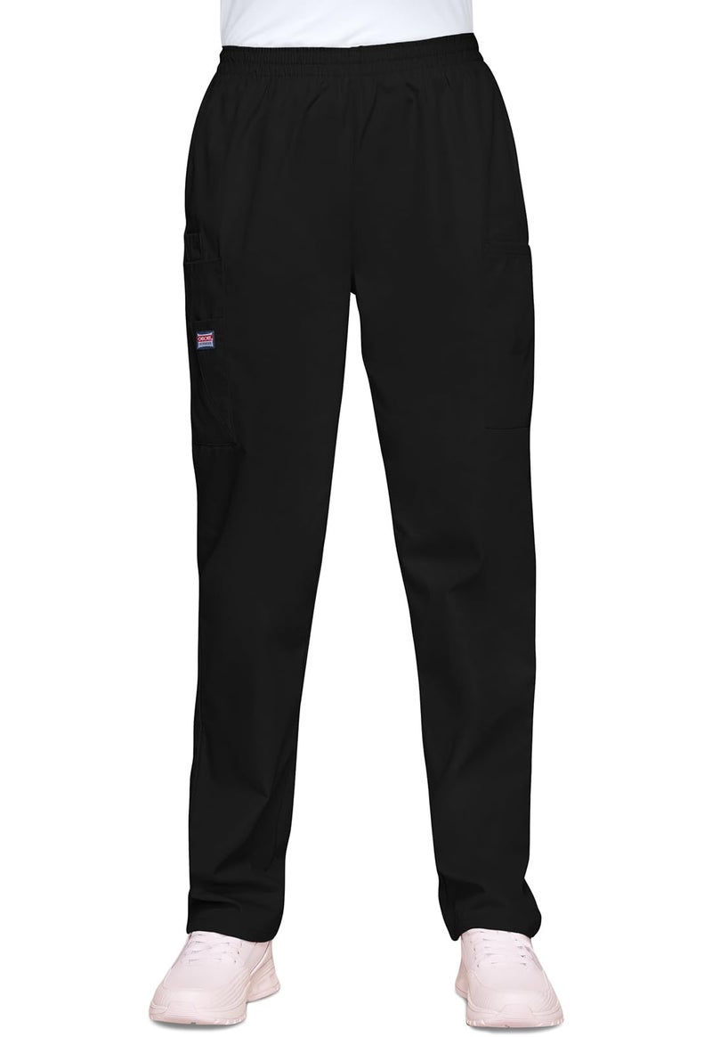 Cherokee Women's Size Workwear Elastic Waist Cargo Scrubs Pant, Black, Medium Tall - Image 4