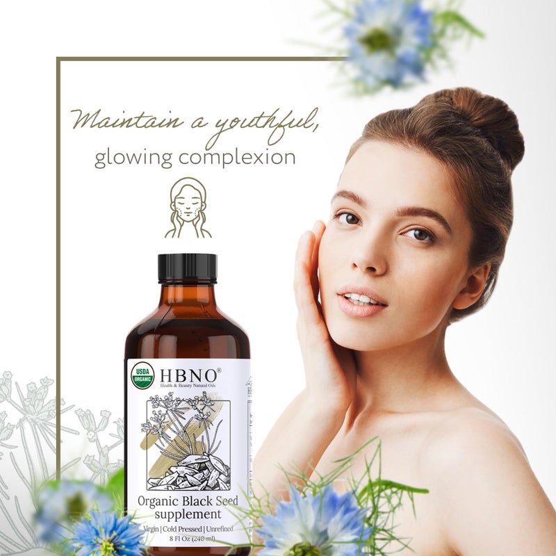 HBNO Organic Black Seed Oil 8 fl oz (240ml) Value Size - USDA Certified Organic Black Seed Oil Organic Cold Pressed - Black Cumin Seed Oil Organic - Image 5
