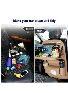 Womdee Leather Car Back Seat Organizer with Tablet Holder (Beige)  - Image 5