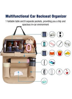 Womdee Leather Car Back Seat Organizer with Tablet Holder (Beige)  - Image 3