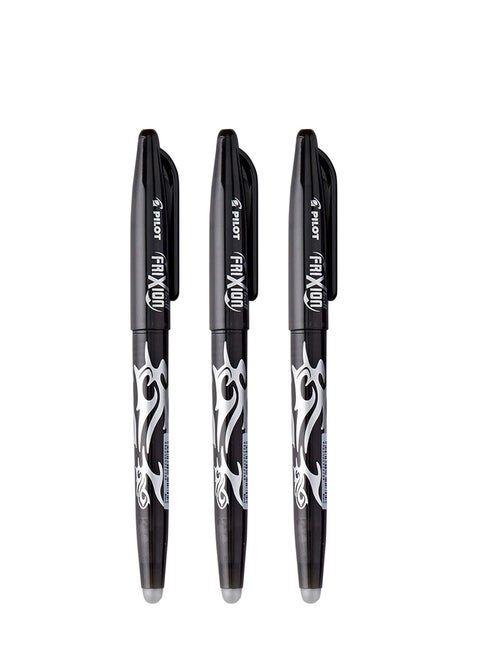 3-Piece Frixion Erasable Ball Pen 0.7mm Tip Black Ink