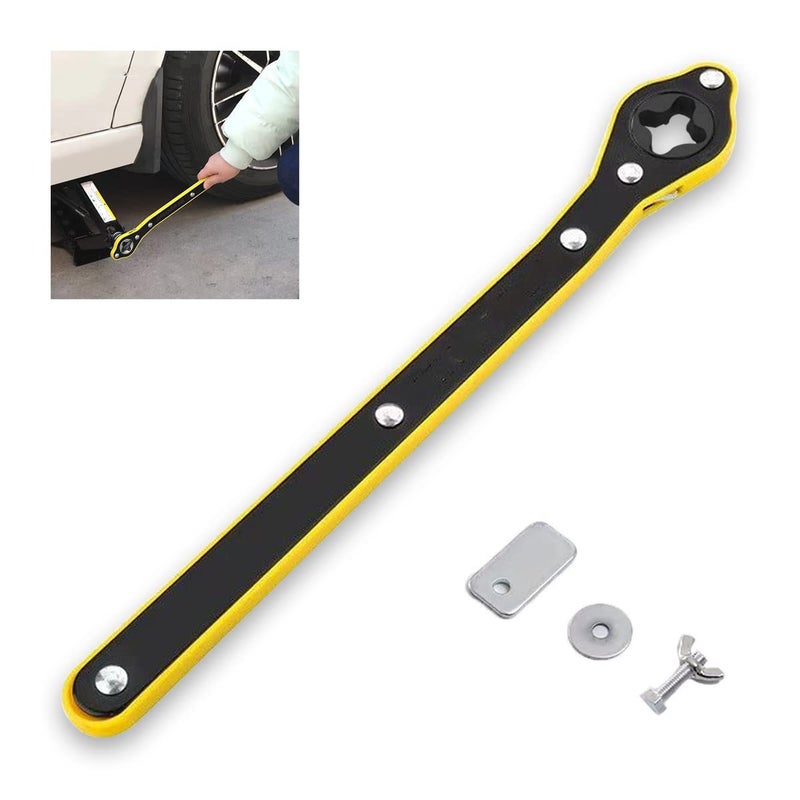 zipelo Ratchet Wrench, Labor-Saving Scissor Jack Lug Wrench With Forward and Reverse Knob Design, Long Handle Tool for Tire Wheel, Universal Accessories Fit for Small Cars SUV - Image 1
